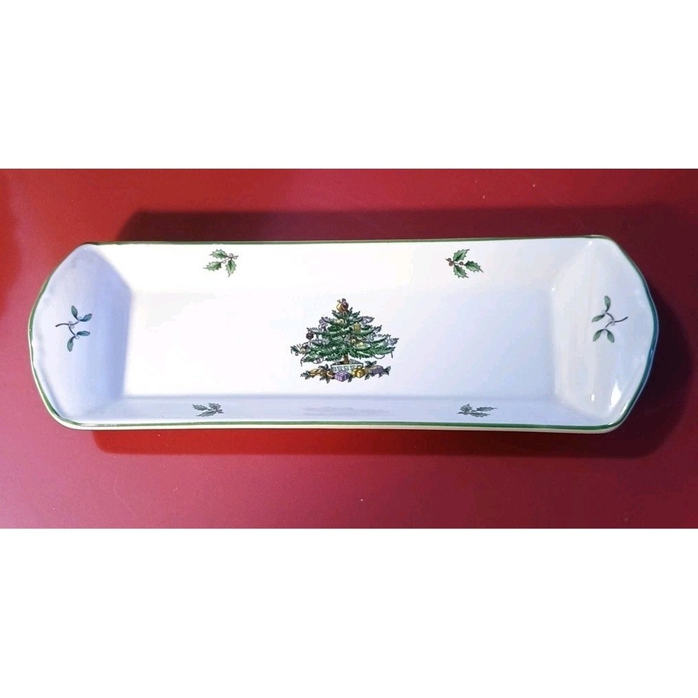 Spode Christmas Tree England Vintage Mint Dish‎ Tray Appetizer Butter